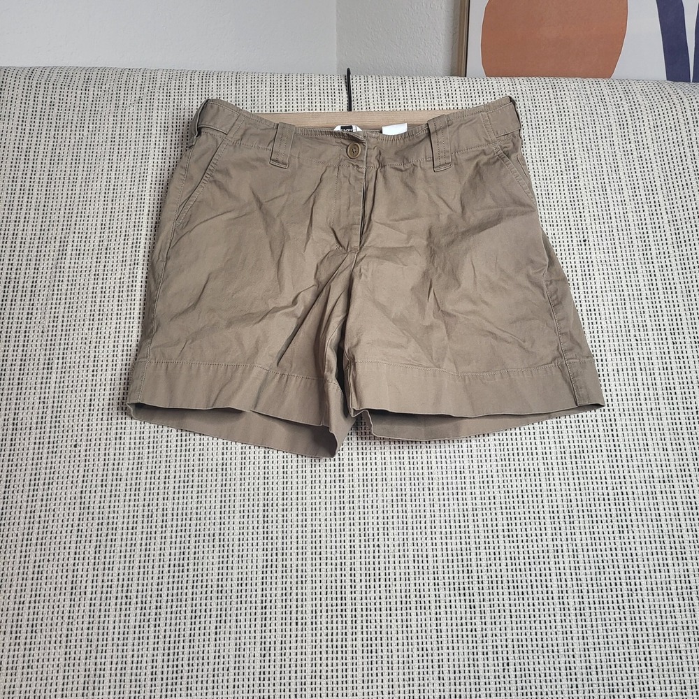 Talbots Womens Shorts 6 Brown Cargo Flat Front Stretch Button Classic Fit Cotton